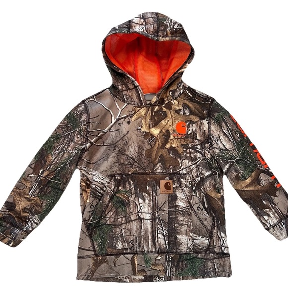 Carhartt Hoodie Boys 6 Mossy Oak Camo Camouflage Hunting Kids Childrens Pullover - Picture 1 of 8